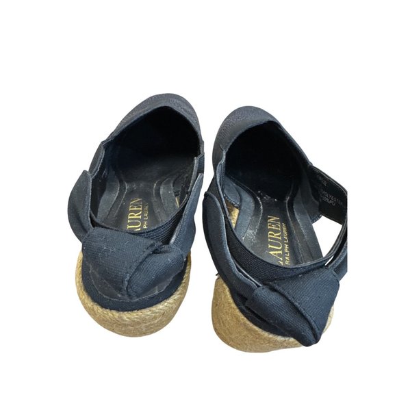 Lauren Ralph Lauren Womens Black Espadrille Wedge Sandals Shoes 7 SKU 7986 - Picture 10 of 12